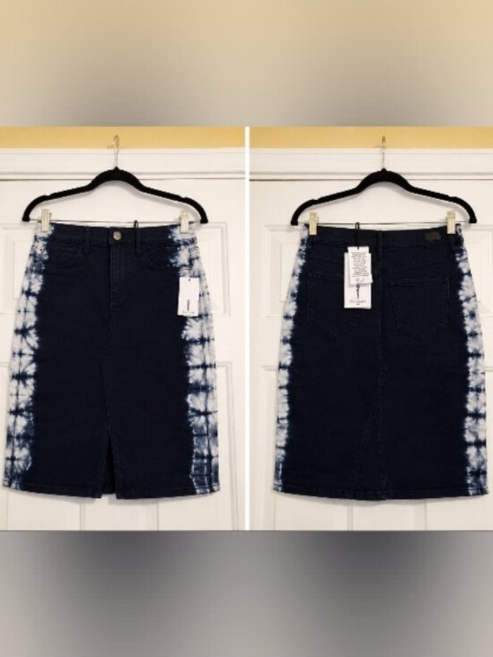 Skinnygirl Shibori Tie Dye Denim Midi Skirt Slit Grunge Y2K Grunge Size Small